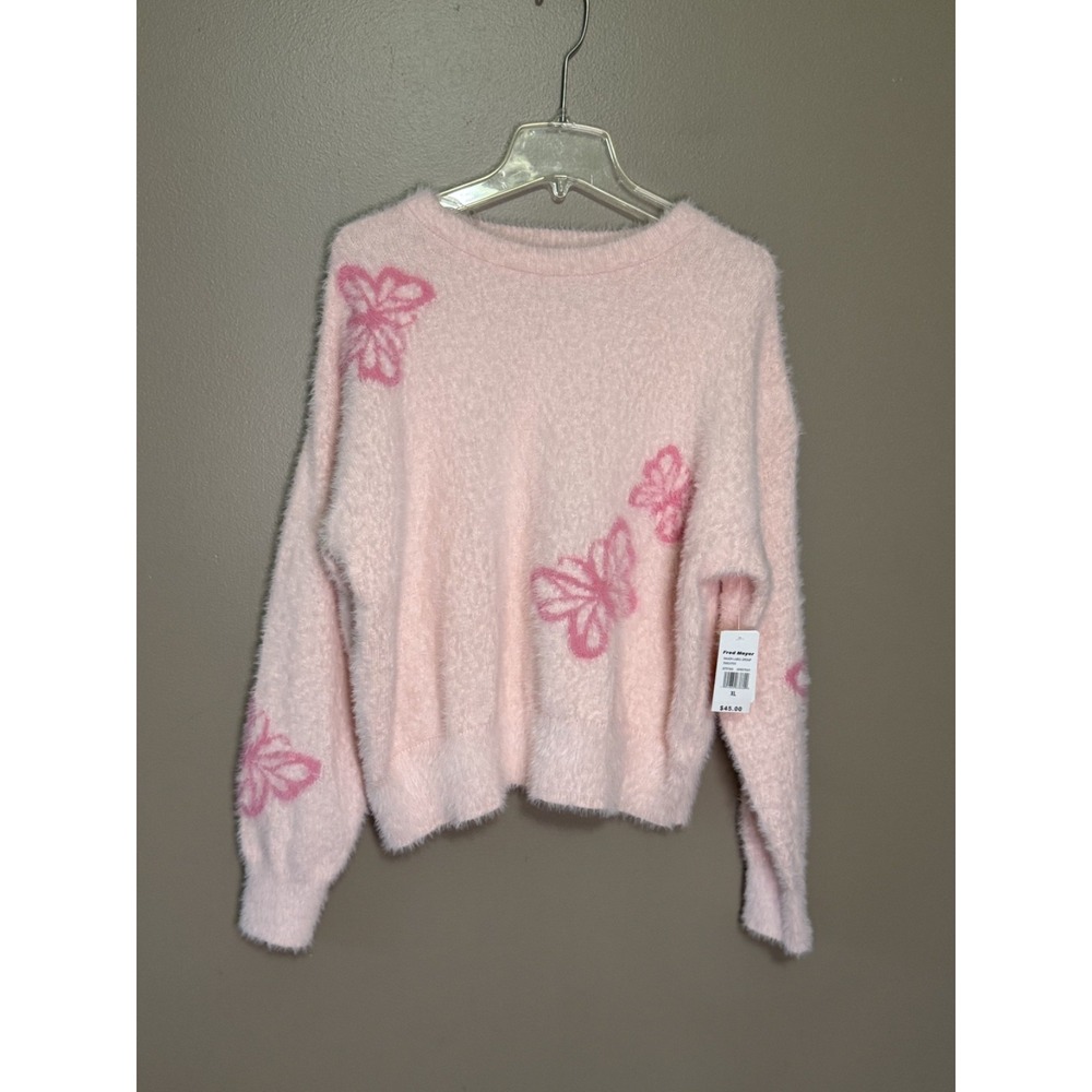 Major Label Group Pink Butterfy Sweater Size XL